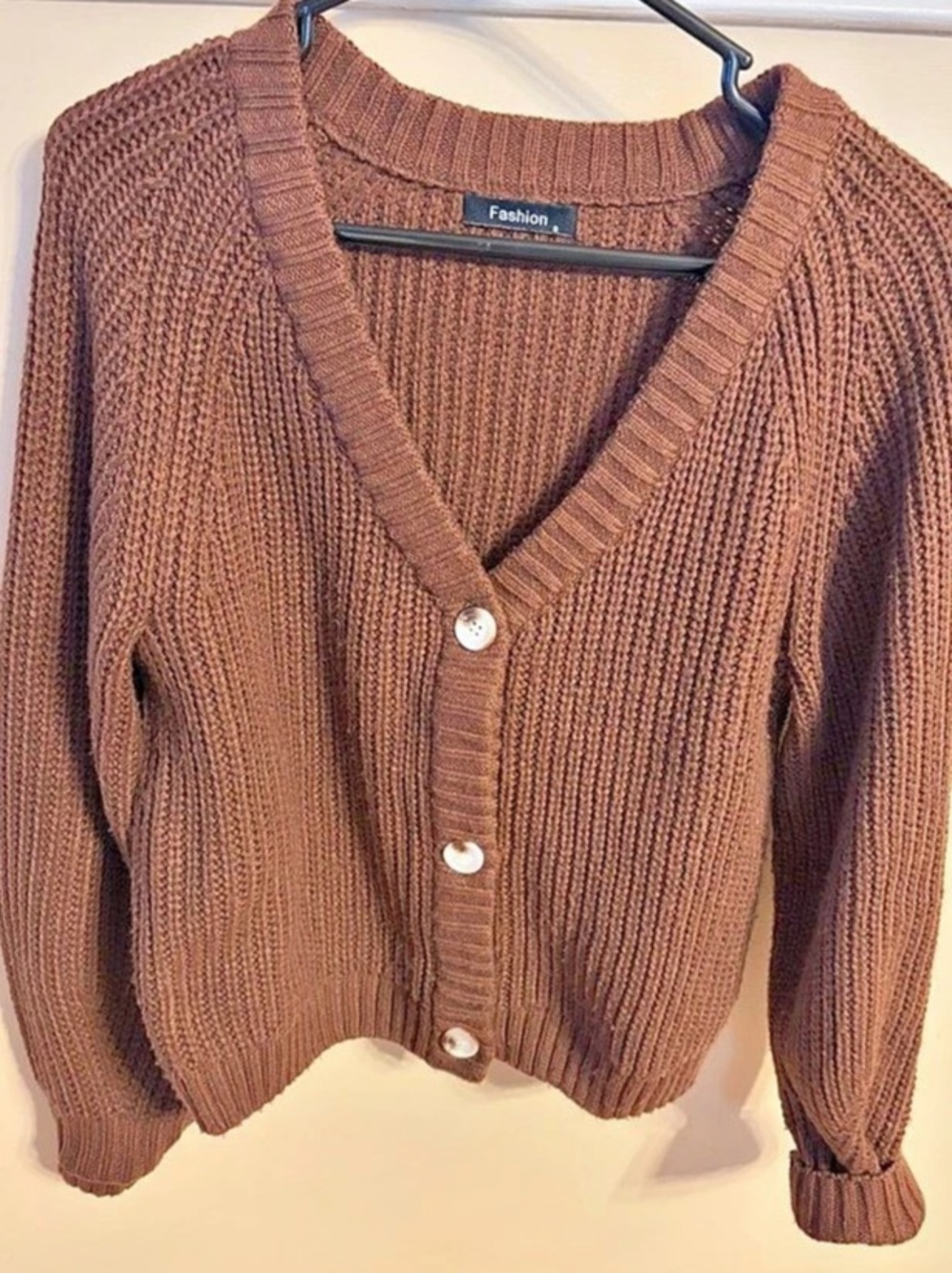 Brown Cardigan/ Red Black Argyle Crop